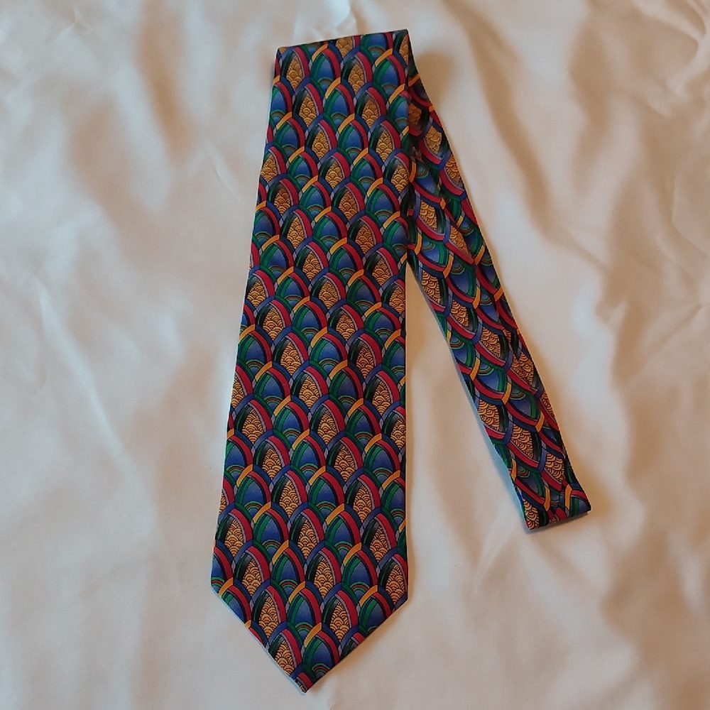 J. Garcia Vibrant Rainbow Patterned Tie